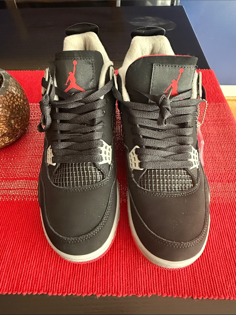 Jordan Men's Black and Red Lace-Up Sneakers